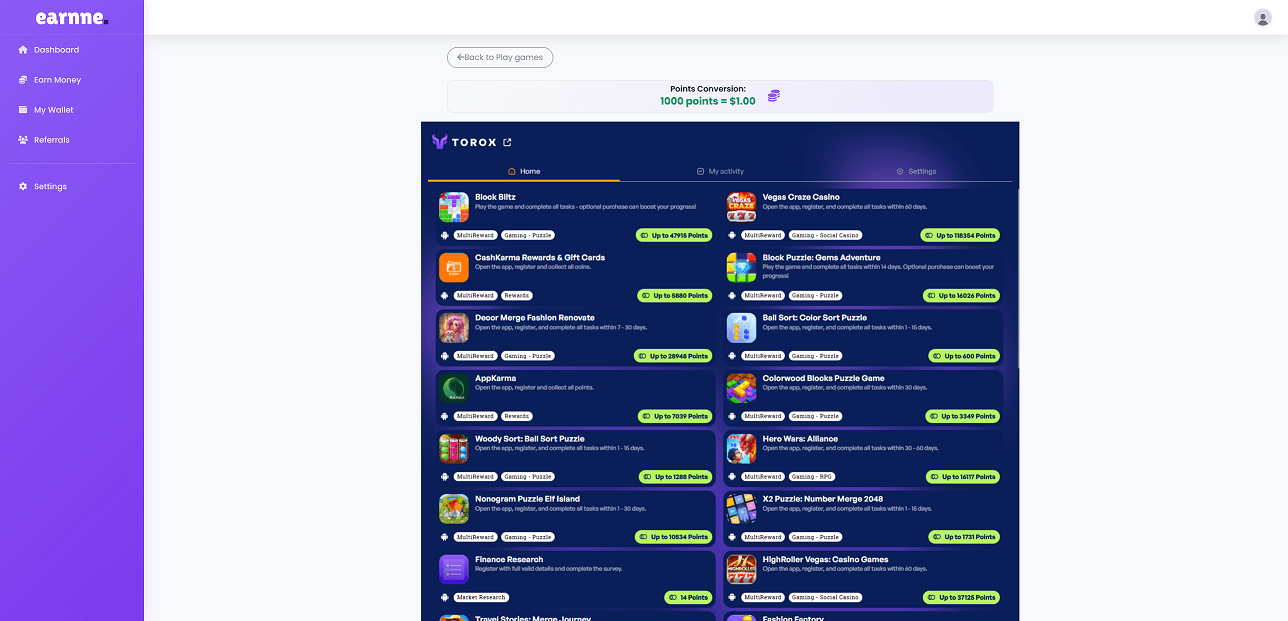 Torox on Earnne - Safe gaming partner with secure payment processing