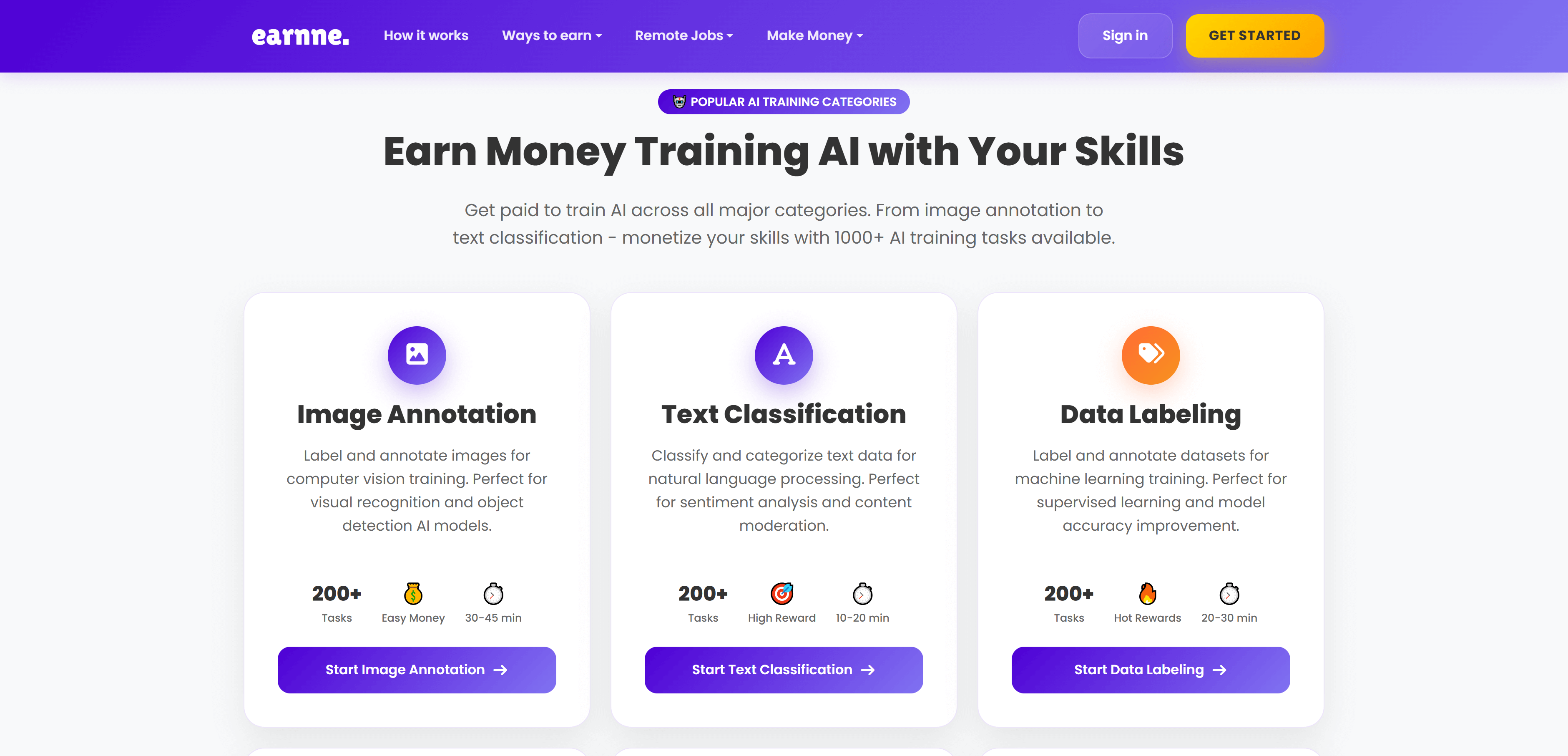 Earnne AI training tasks - Get paid to train AI online through micro-tasks on Earnne platform