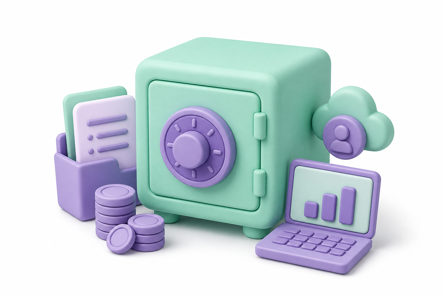 3D safe icon representing secure record-keeping for survey income in the EU and Poland