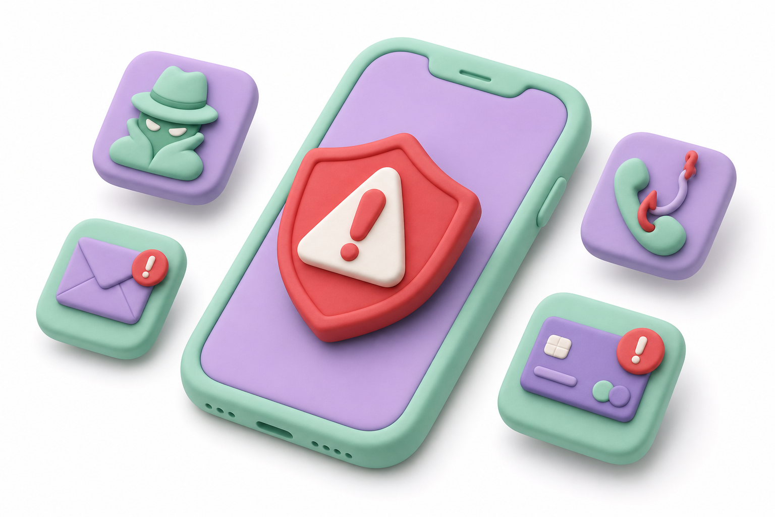 3D phone with warning shield representing fake earning app red flags