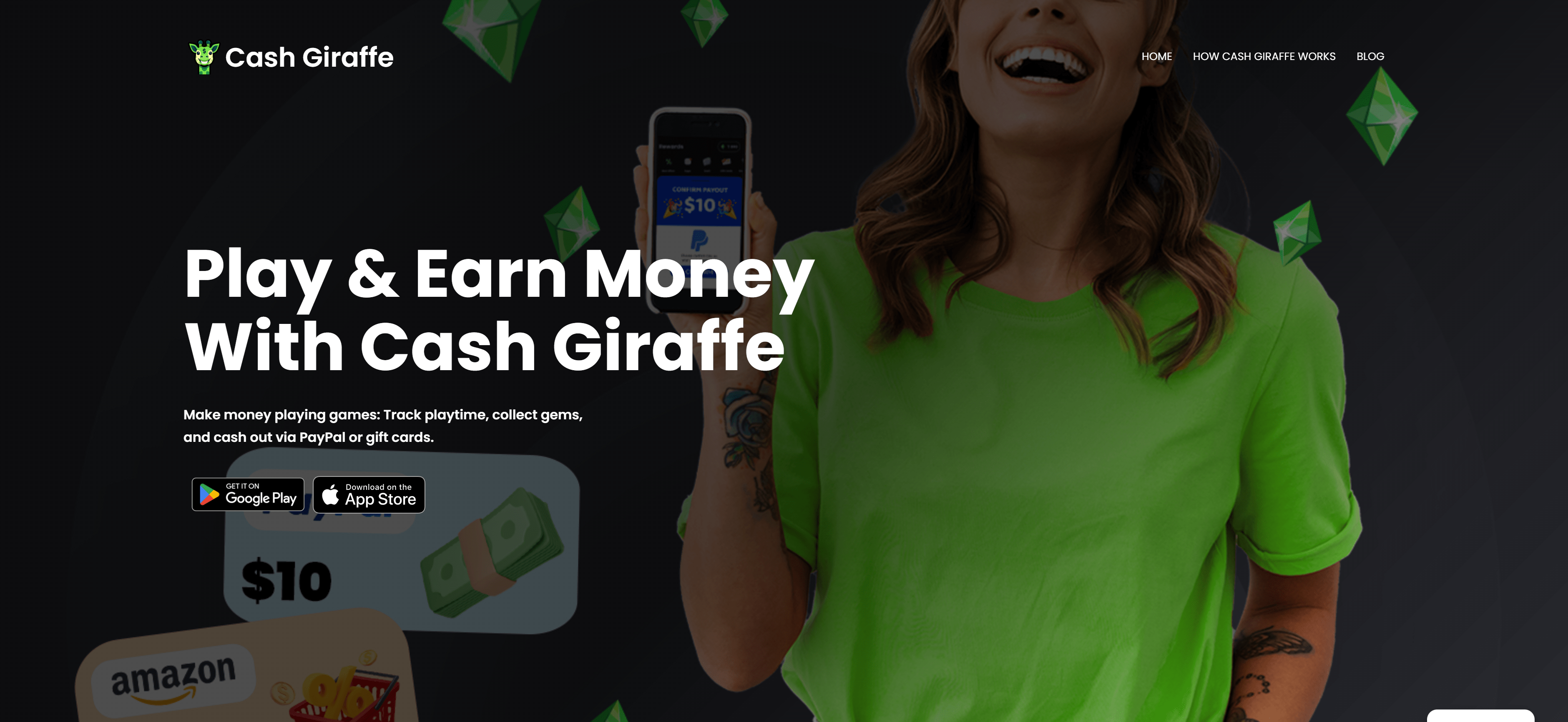 Cash Giraffe dashboard interface showing earnings balance, available earning opportunities, and earning methods