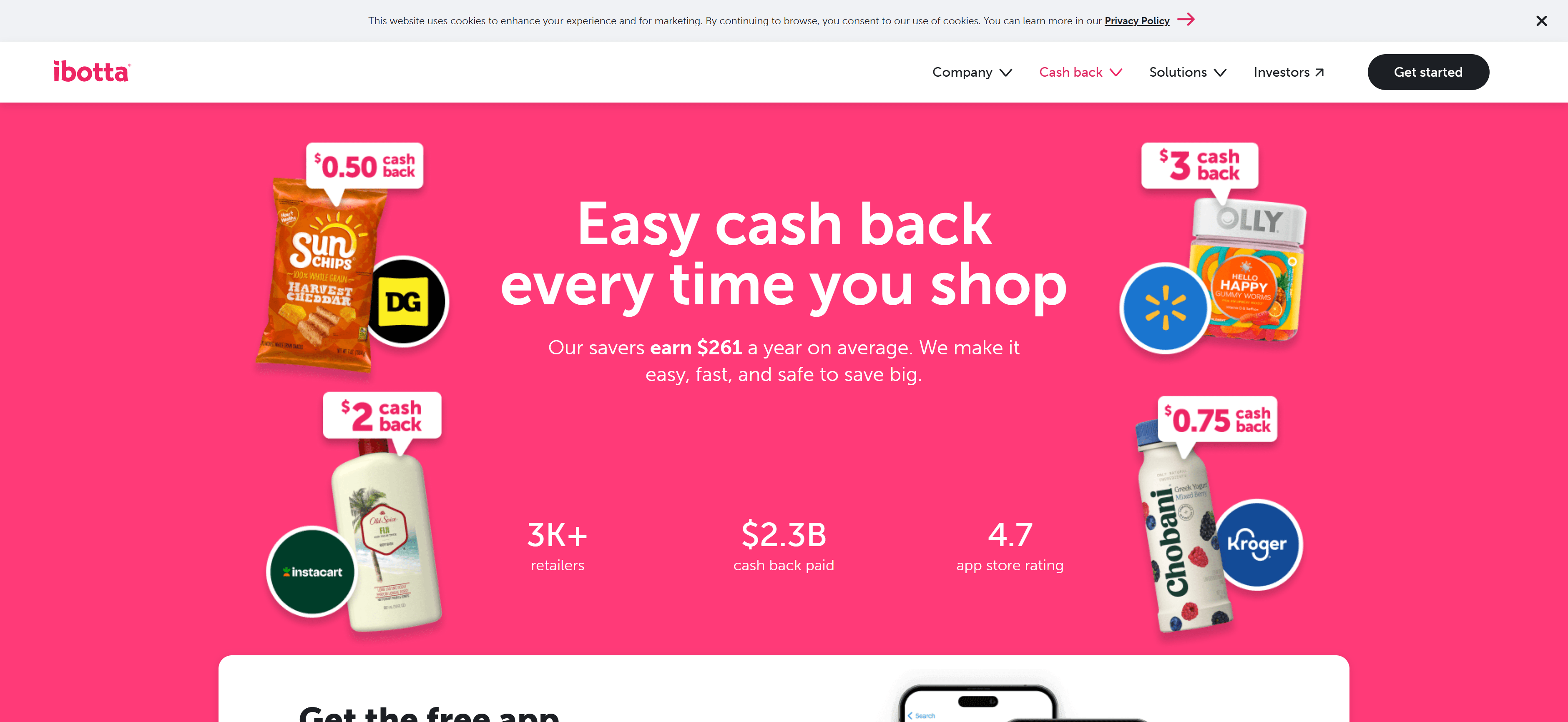 Ibotta dashboard interface showing earnings balance, available earning opportunities, and earning methods