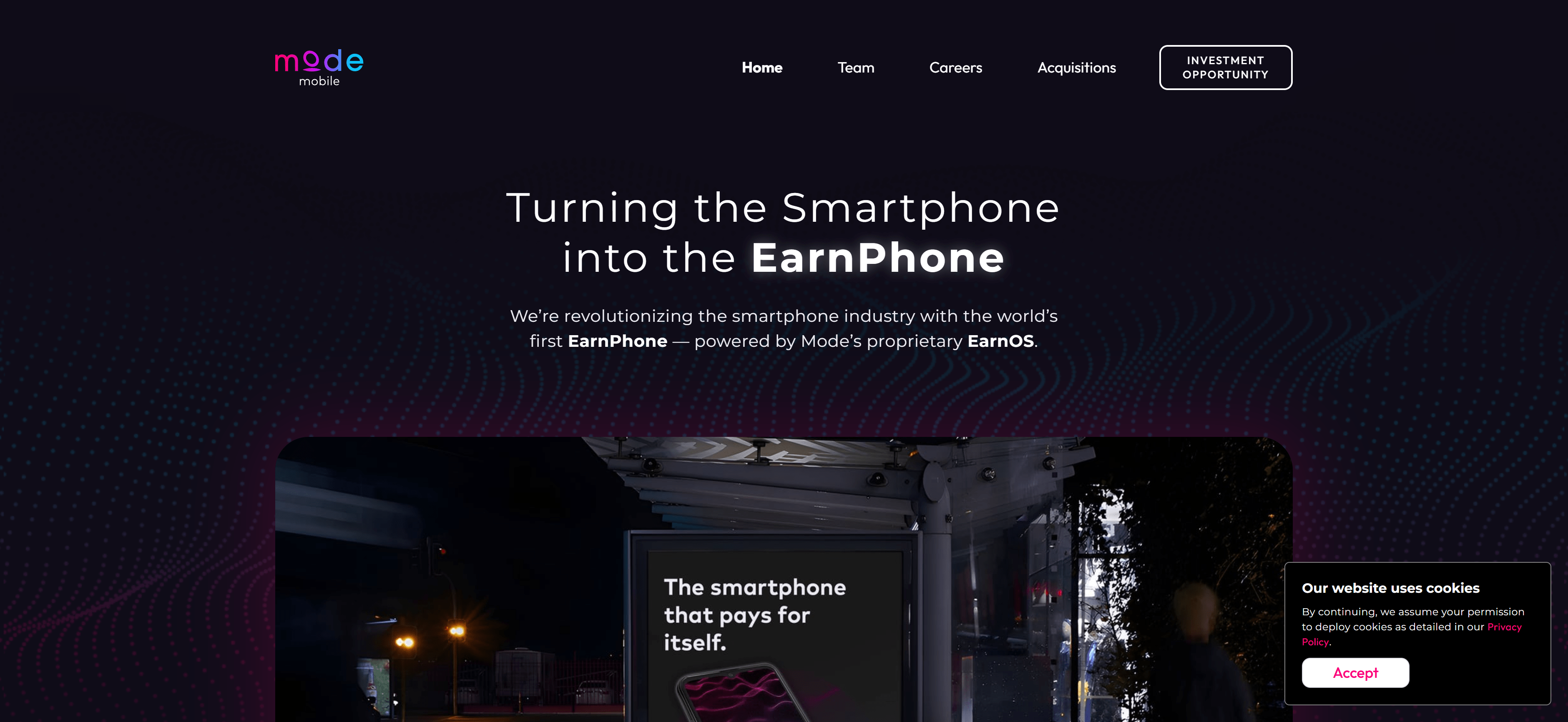Mode Earn App dashboard interface showing earnings balance, available earning opportunities, and earning methods