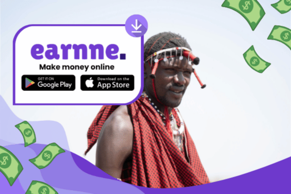 Earnne app showing remote work options in Mekelle, Ethiopia including games, surveys, and microtasks