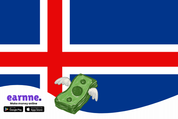 Earnne ऐप Iceland में पुरस्कार और ऑनलाइन कमाई के अवसरों के साथ उपलब्ध