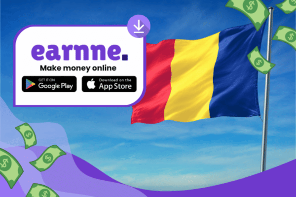 Earnne app showing remote work options in Iasi, Romania including games, surveys, and microtasks