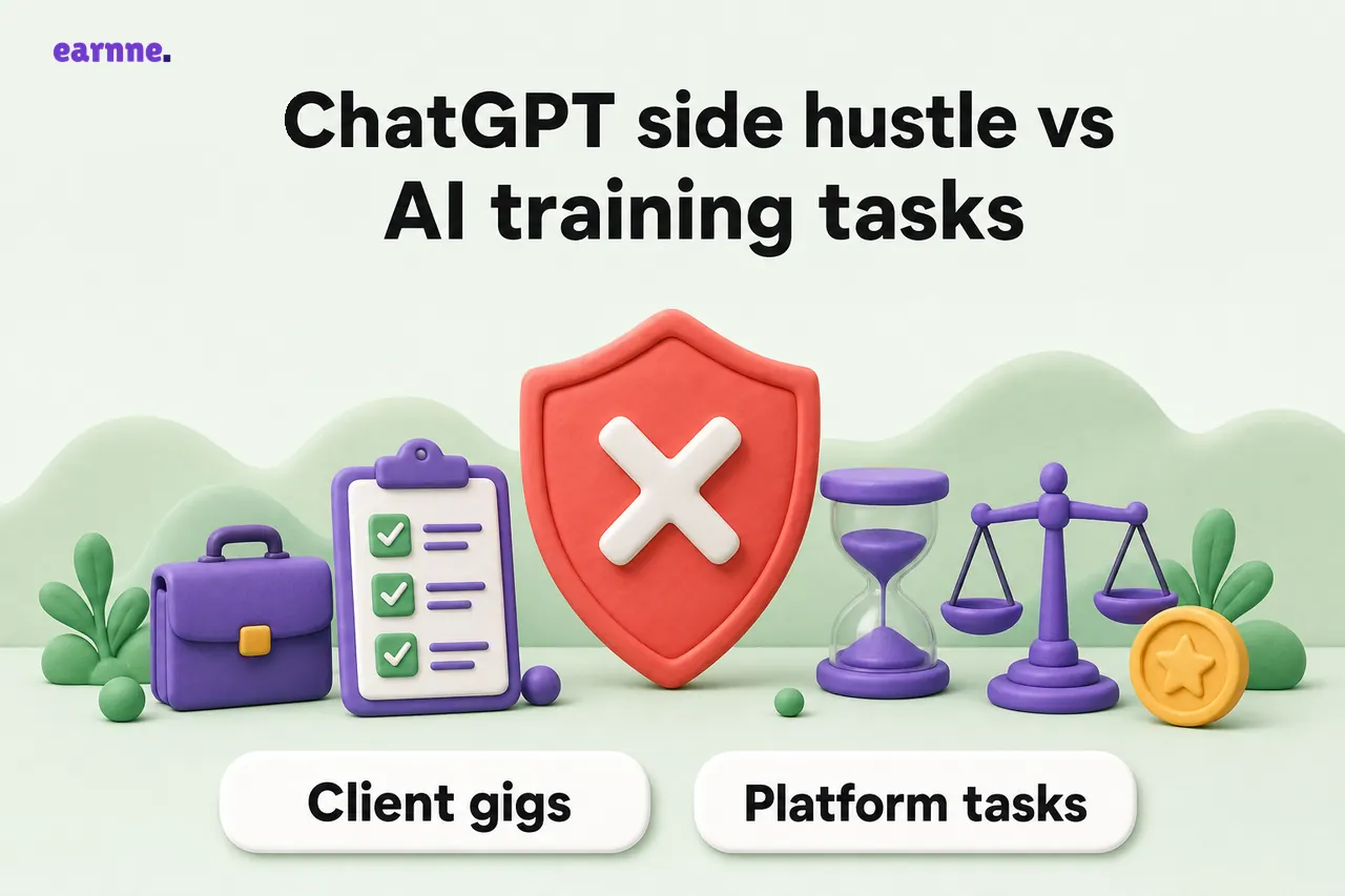 ChatGPT side hustle vs AI training tasks — Client gigs and Platform tasks