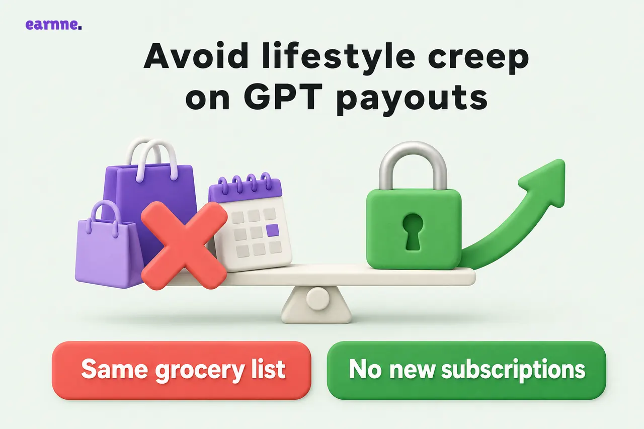 Avoid lifestyle creep on GPT payouts — Same grocery list vs No new subscriptions