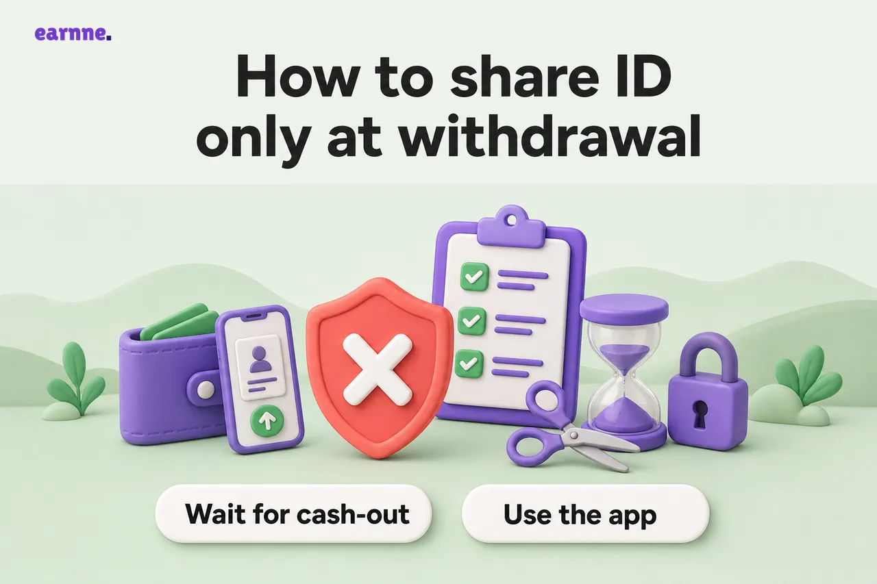 How to share ID only at withdrawal — Wait for cash-out and Use the app
