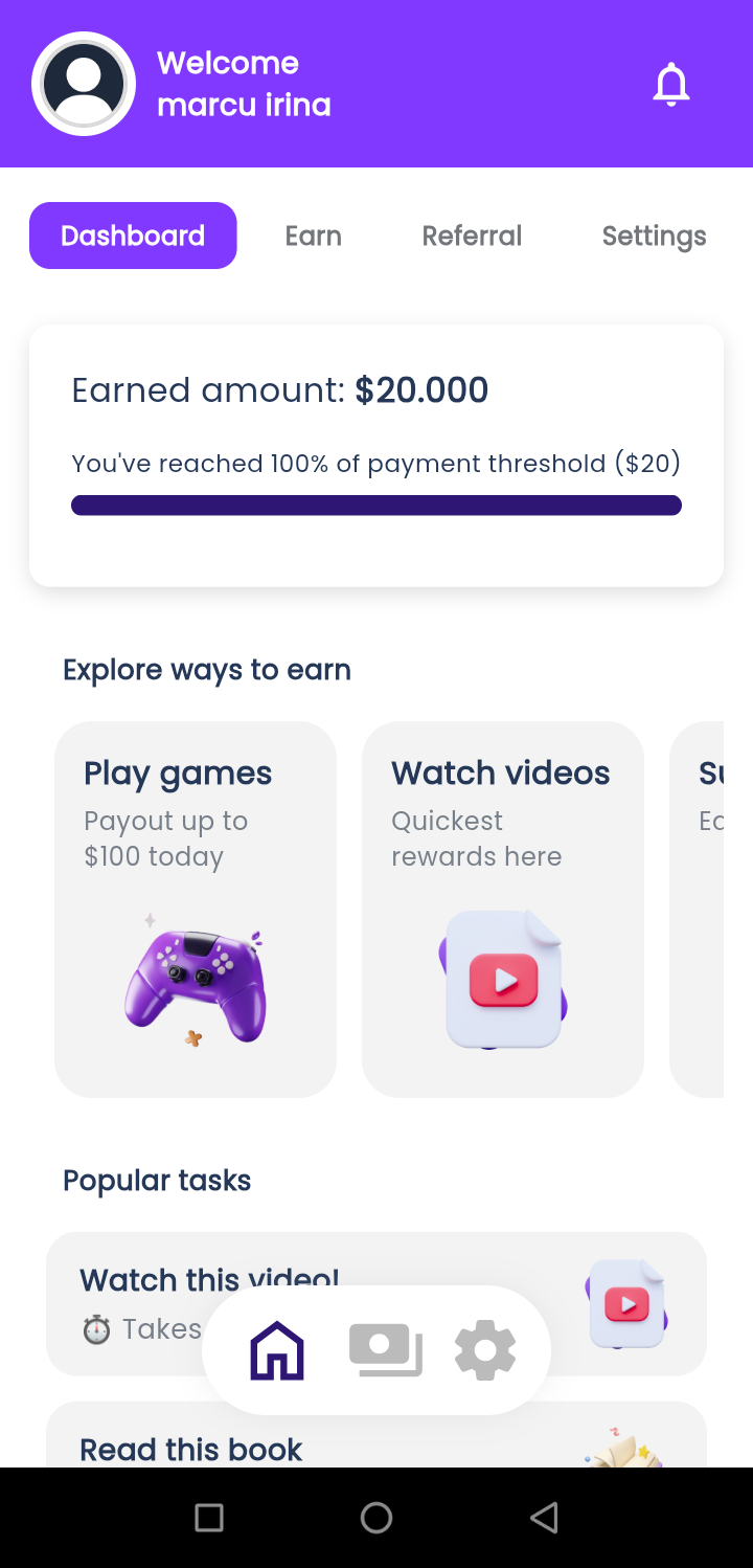 Earning app earning proof